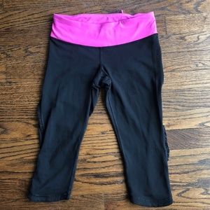 Lululemon Black and Hot Pink Crop Leggings
